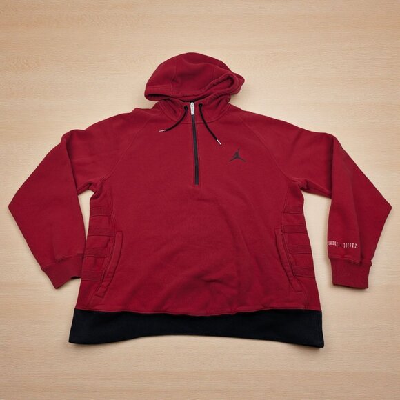 Nike Air Jordan Retro 11 Hoodie 1/2 Zip XL Red Black Jumpman *READ - Picture 1 of 15